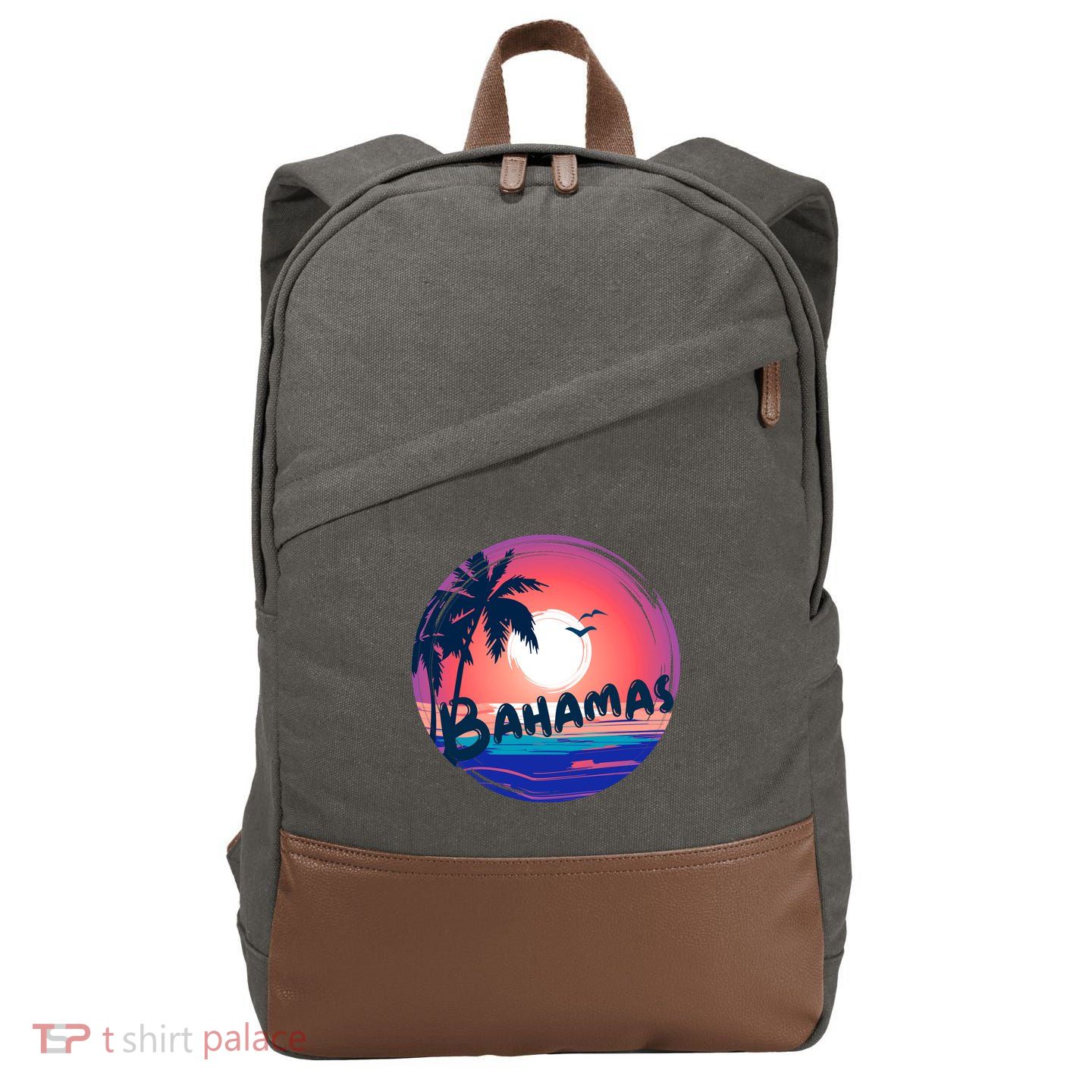 Bahamas Retro Circle Cotton Canvas Backpack