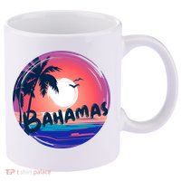Bahamas Retro Circle 11oz C Handle Ceramic Mug
