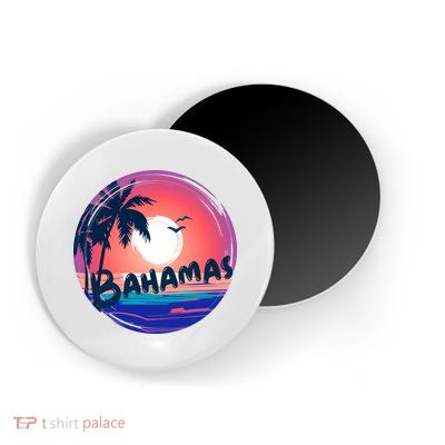Bahamas Retro Circle Magnet