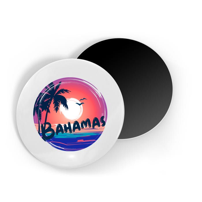 Bahamas Retro Circle Magnet