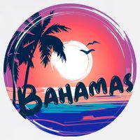 Bahamas Retro Circle Magnet