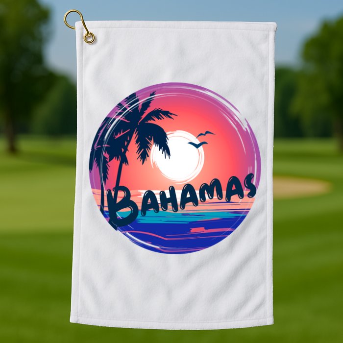 Bahamas Retro Circle Golf Towel