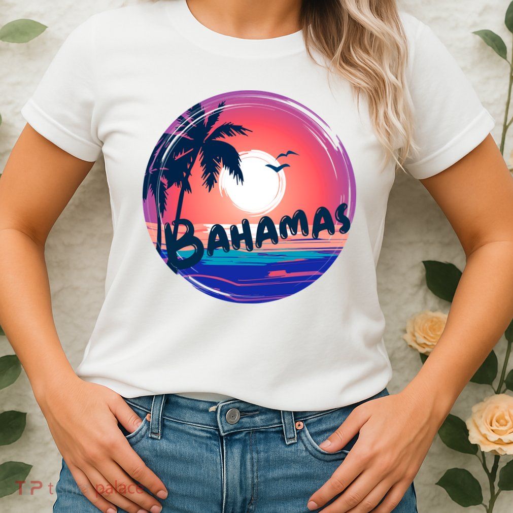 Bahamas Retro Circle Womens T-Shirt