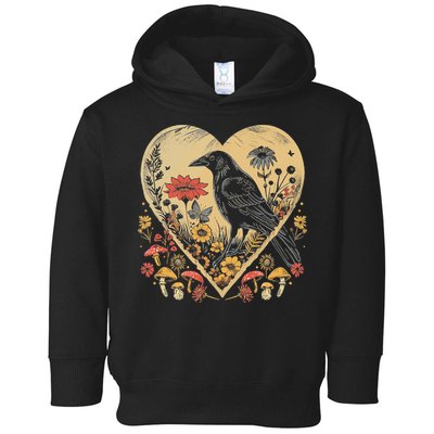 Black Raven Cottagecore Heart Flower Crow Nature Toddler Hoodie