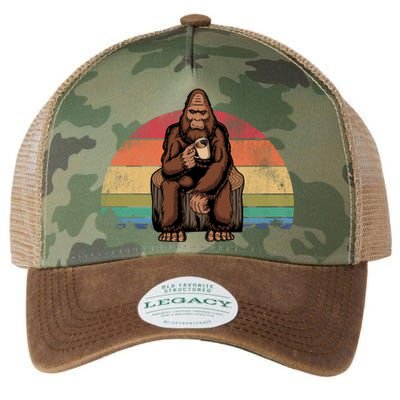 Bigfoot Relaxing Coffee Retro Vintage Legacy Tie Dye Trucker Hat