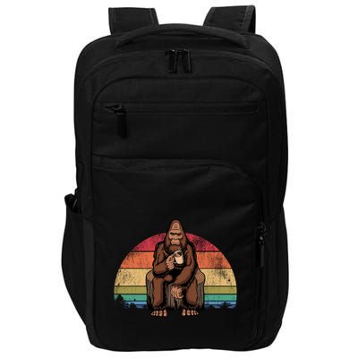 Bigfoot Relaxing Coffee Retro Vintage Impact Tech Backpack