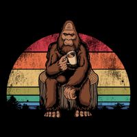 Bigfoot Relaxing Coffee Retro Vintage Button