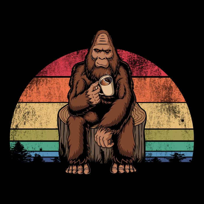 Bigfoot Relaxing Coffee Retro Vintage Button
