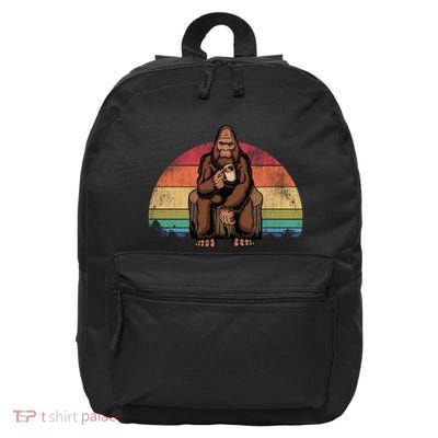 Bigfoot Relaxing Coffee Retro Vintage 16 in Basic Backpack
