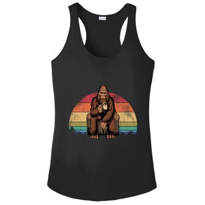 Bigfoot Relaxing Coffee Retro Vintage Ladies PosiCharge Competitor Racerback Tank