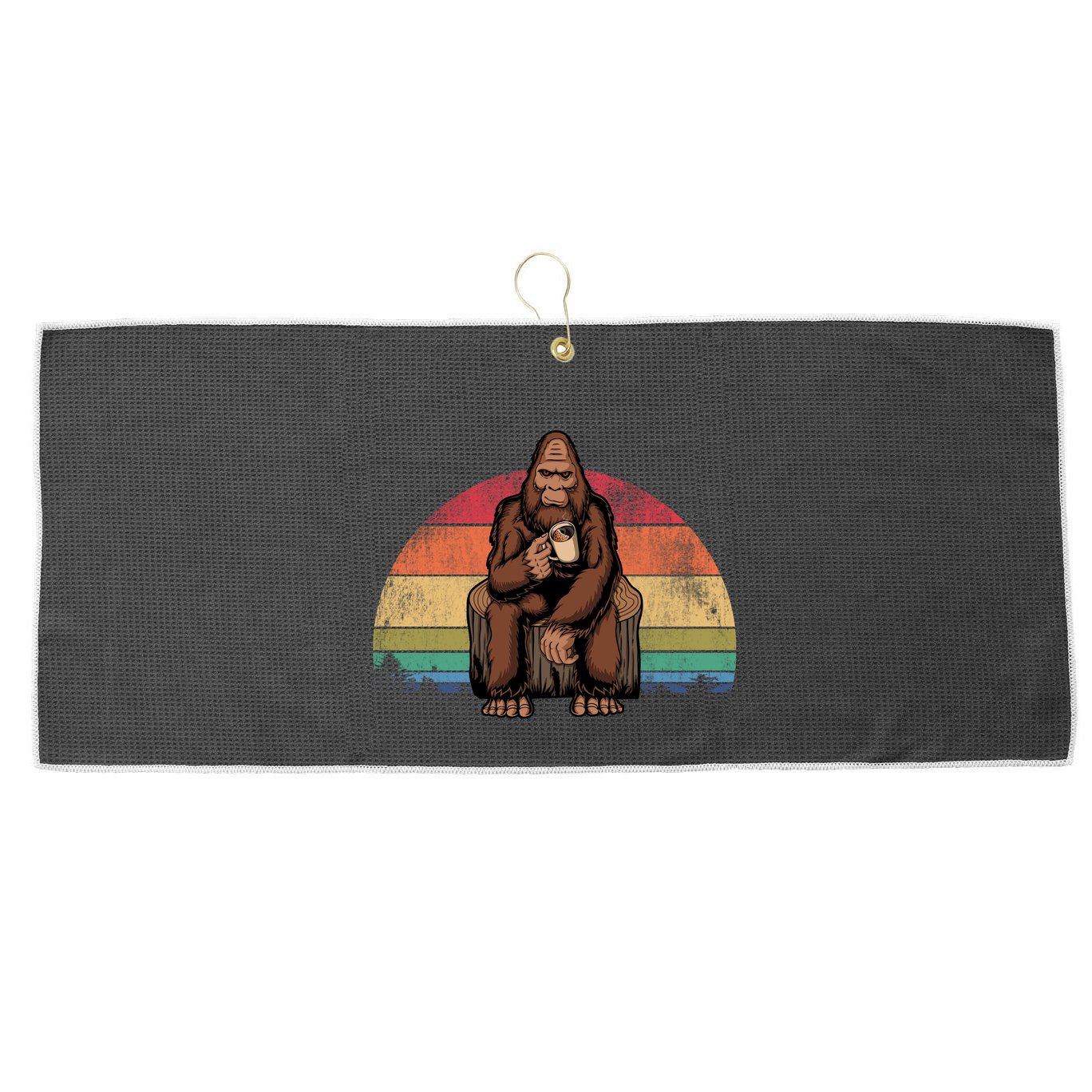 Bigfoot Relaxing Coffee Retro Vintage Large Microfiber Waffle Golf Towel