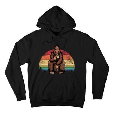 Bigfoot Relaxing Coffee Retro Vintage Tall Hoodie