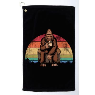 Bigfoot Relaxing Coffee Retro Vintage Platinum Collection Golf Towel