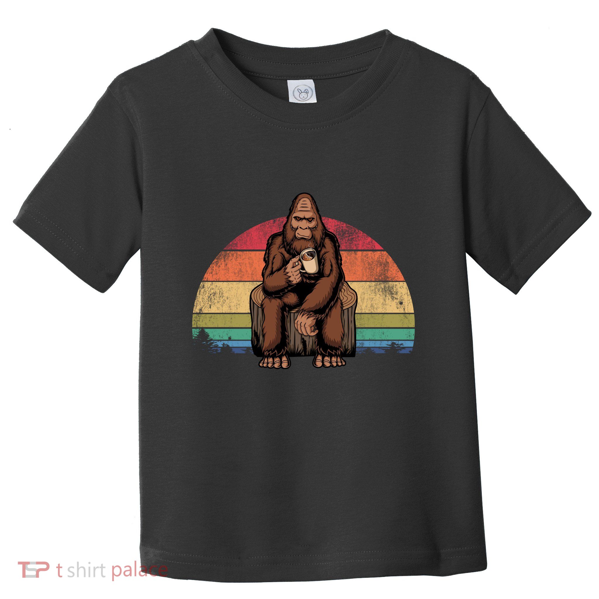 Bigfoot Relaxing Coffee Retro Vintage Toddler T-Shirt