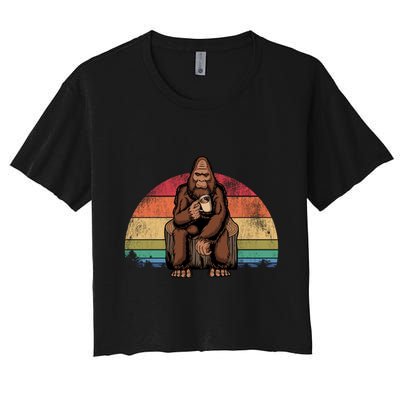 Bigfoot Relaxing Coffee Retro Vintage Crop Top