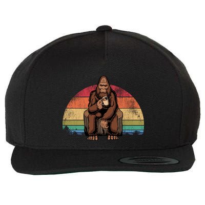 Bigfoot Relaxing Coffee Retro Vintage Wool Snapback Cap