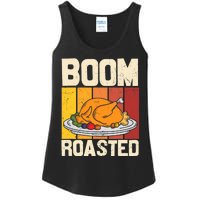 Boom Roasted Christmas Thanksgiving Retro Vintage Turkey Ladies Essential Tank