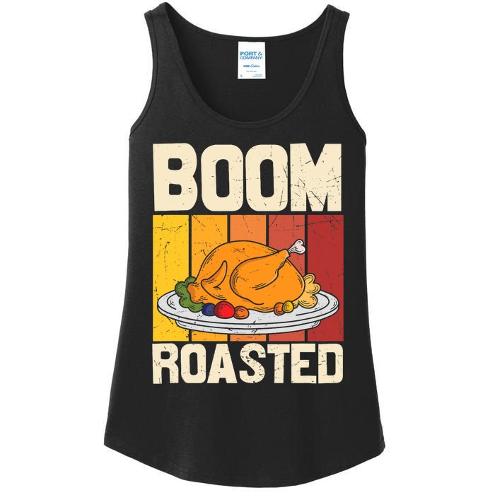 Boom Roasted Christmas Thanksgiving Retro Vintage Turkey Ladies Essential Tank