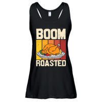 Boom Roasted Christmas Thanksgiving Retro Vintage Turkey Ladies Essential Flowy Tank