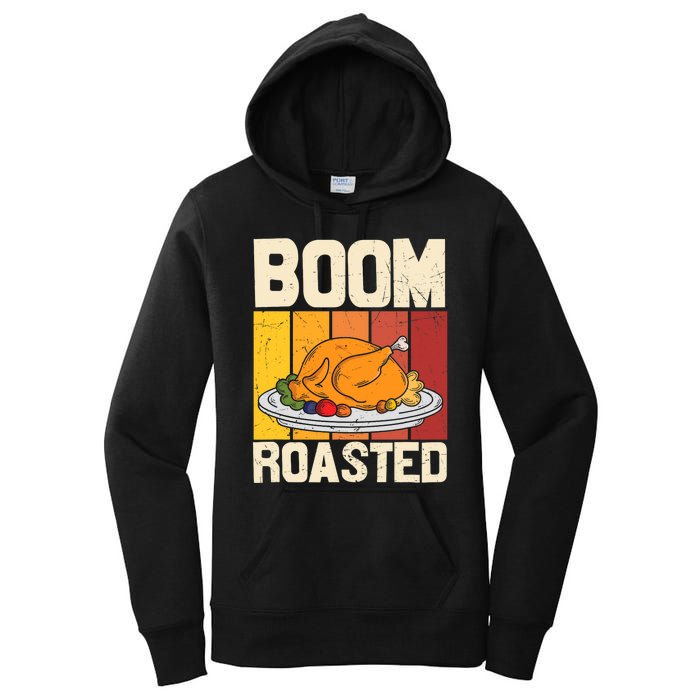 Boom Roasted Christmas Thanksgiving Retro Vintage Turkey Women's Pullover Hoodie