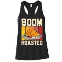 Boom Roasted Christmas Thanksgiving Retro Vintage Turkey Women's Racerback Tank