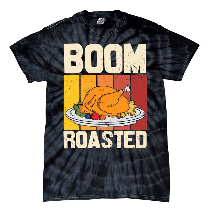 Boom Roasted Christmas Thanksgiving Retro Vintage Turkey Tie-Dye T-Shirt