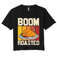 Boom Roasted Christmas Thanksgiving Retro Vintage Turkey Women's Crop Top Tee