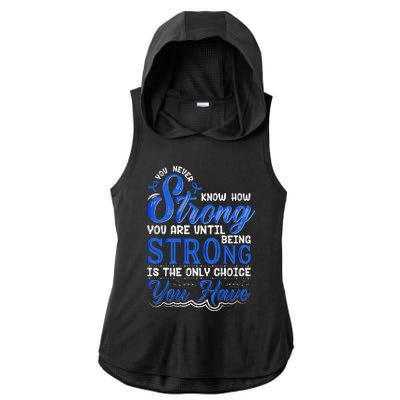 Blue Ribbon Colon Cancer Ladies PosiCharge Tri-Blend Wicking Draft Hoodie Tank