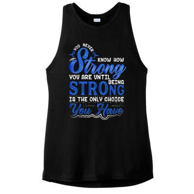 Blue Ribbon Colon Cancer Ladies PosiCharge Tri-Blend Wicking Tank