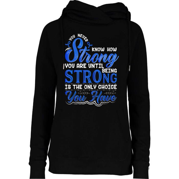 Blue Ribbon Colon Cancer Womens Funnel Neck Pullover Hood