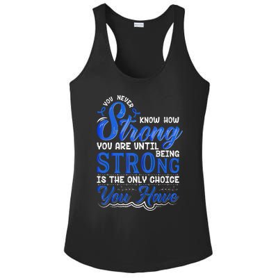 Blue Ribbon Colon Cancer Ladies PosiCharge Competitor Racerback Tank