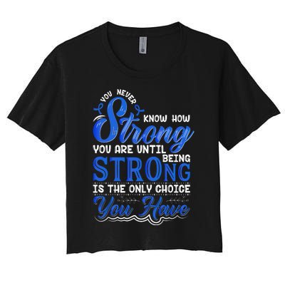 Blue Ribbon Colon Cancer Women's Crop Top Tee