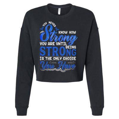 Blue Ribbon Colon Cancer Cropped Pullover Crew
