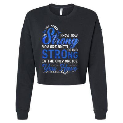 Blue Ribbon Colon Cancer Cropped Pullover Crew