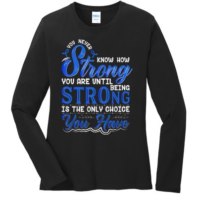 Blue Ribbon Colon Cancer Ladies Long Sleeve Shirt