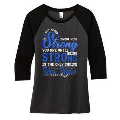 Blue Ribbon Colon Cancer Women's Tri-Blend 3/4-Sleeve Raglan Shirt