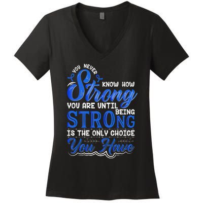 Blue Ribbon Colon Cancer Women's V-Neck T-Shirt