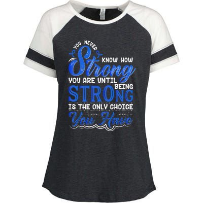 Blue Ribbon Colon Cancer Enza Ladies Jersey Colorblock Tee