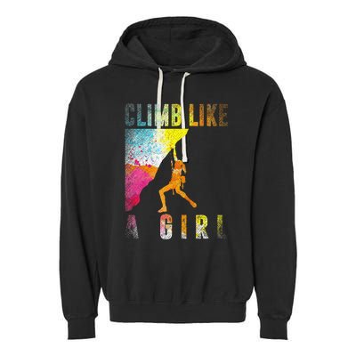 Bouldering Rock Climber Rock Climbing Garment-Dyed Fleece Hoodie