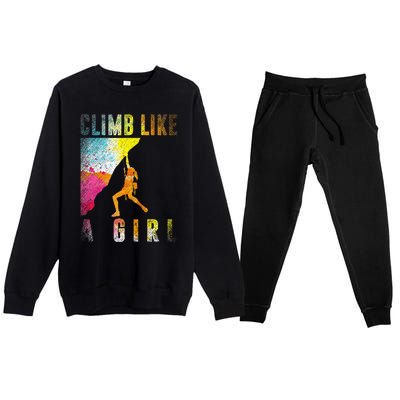 Bouldering Rock Climber Rock Climbing Premium Crewneck Sweatsuit Set