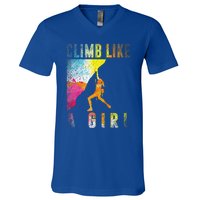 Bouldering Rock Climber Rock Climbing V-Neck T-Shirt