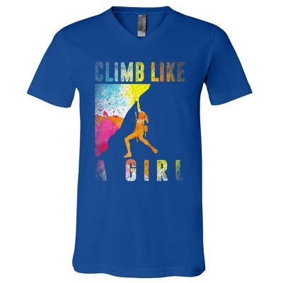 Bouldering Rock Climber Rock Climbing V-Neck T-Shirt