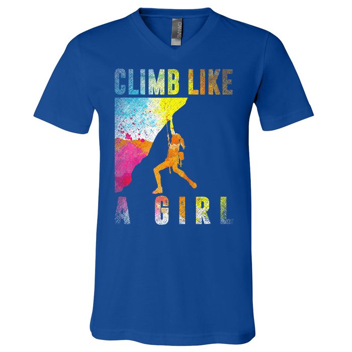 Bouldering Rock Climber Rock Climbing V-Neck T-Shirt