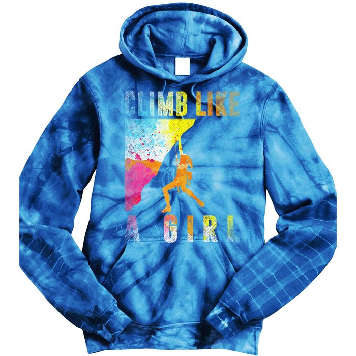 Bouldering Rock Climber Rock Climbing Tie Dye Hoodie