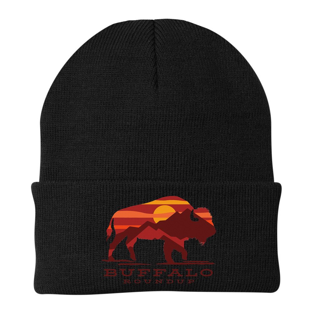 Buffalo Roundup Custer State Park South Dakota Sunset Beanie