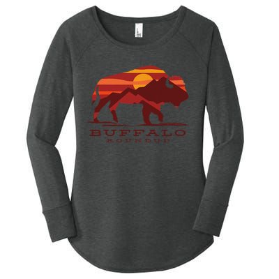 Buffalo Roundup Custer State Park South Dakota Sunset Women's Perfect Tri Tunic Long Sleeve Shirt