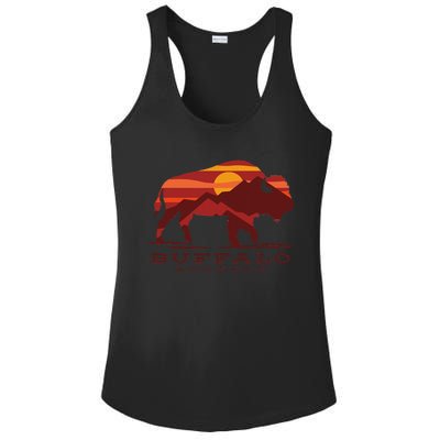 Buffalo Roundup Custer State Park South Dakota Sunset Ladies PosiCharge Competitor Racerback Tank