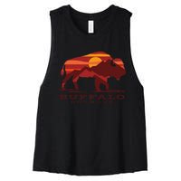 Buffalo Roundup Custer State Park South Dakota Sunset Women's Racerback Cropped Tank