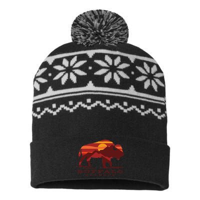 Buffalo Roundup Custer State Park South Dakota Sunset USA-Made Snowflake Beanie