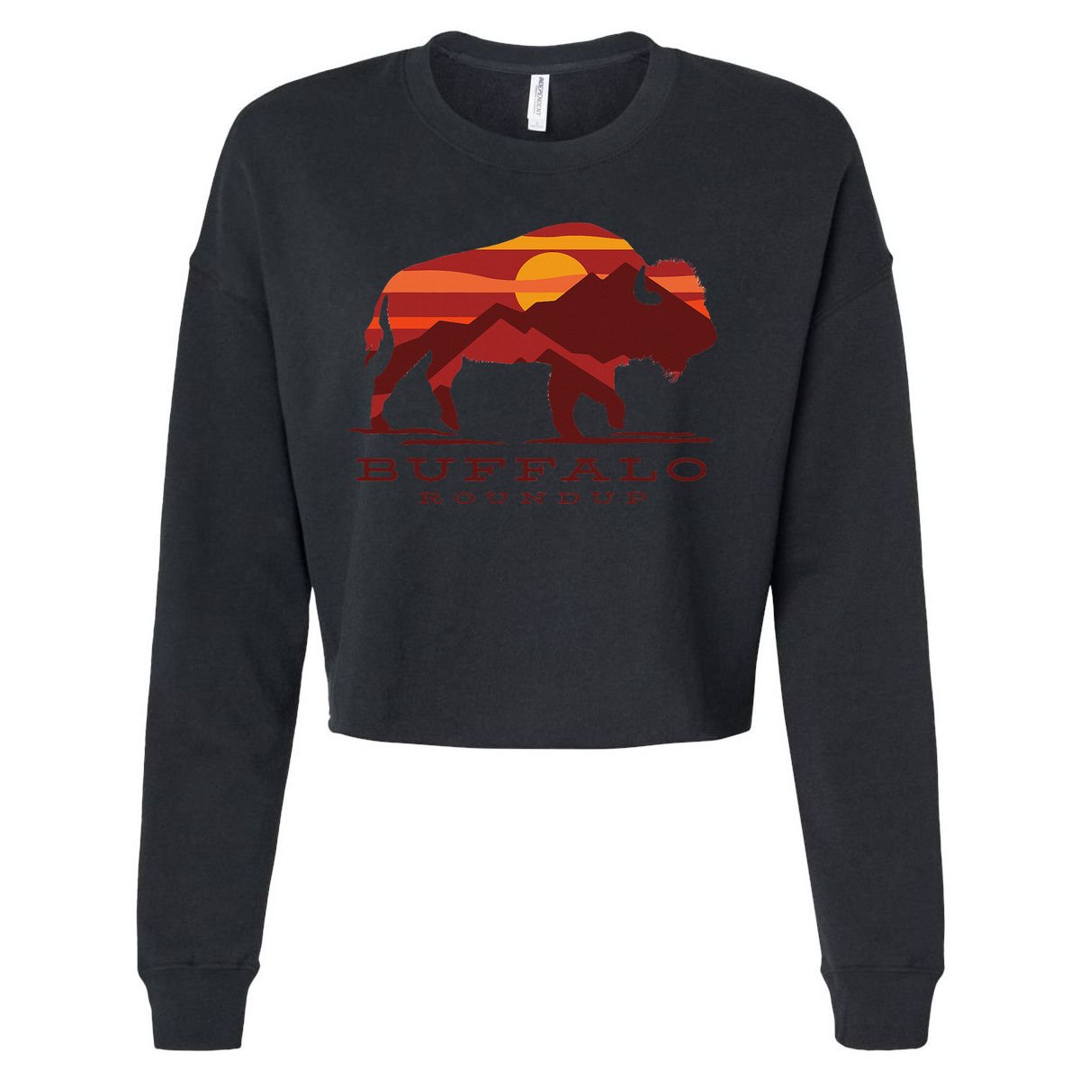 Buffalo Roundup Custer State Park South Dakota Sunset Cropped Pullover Crew